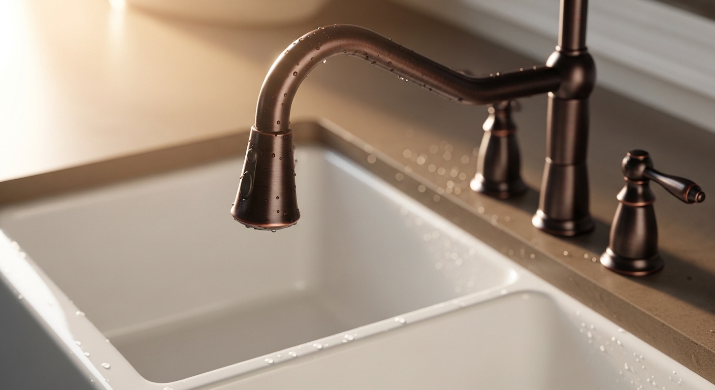 oil rubbed bronze kitchen faucet with sprayer