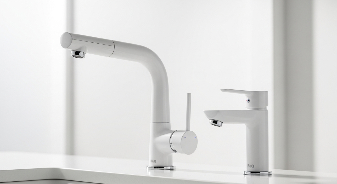 white kitchen mixer taps b&q