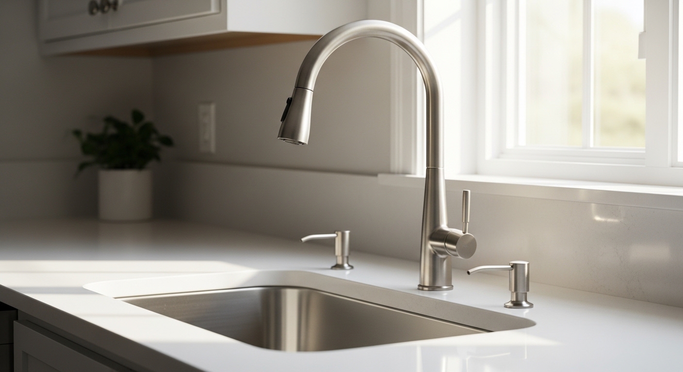 brushed nickel faucet with soap dispenser