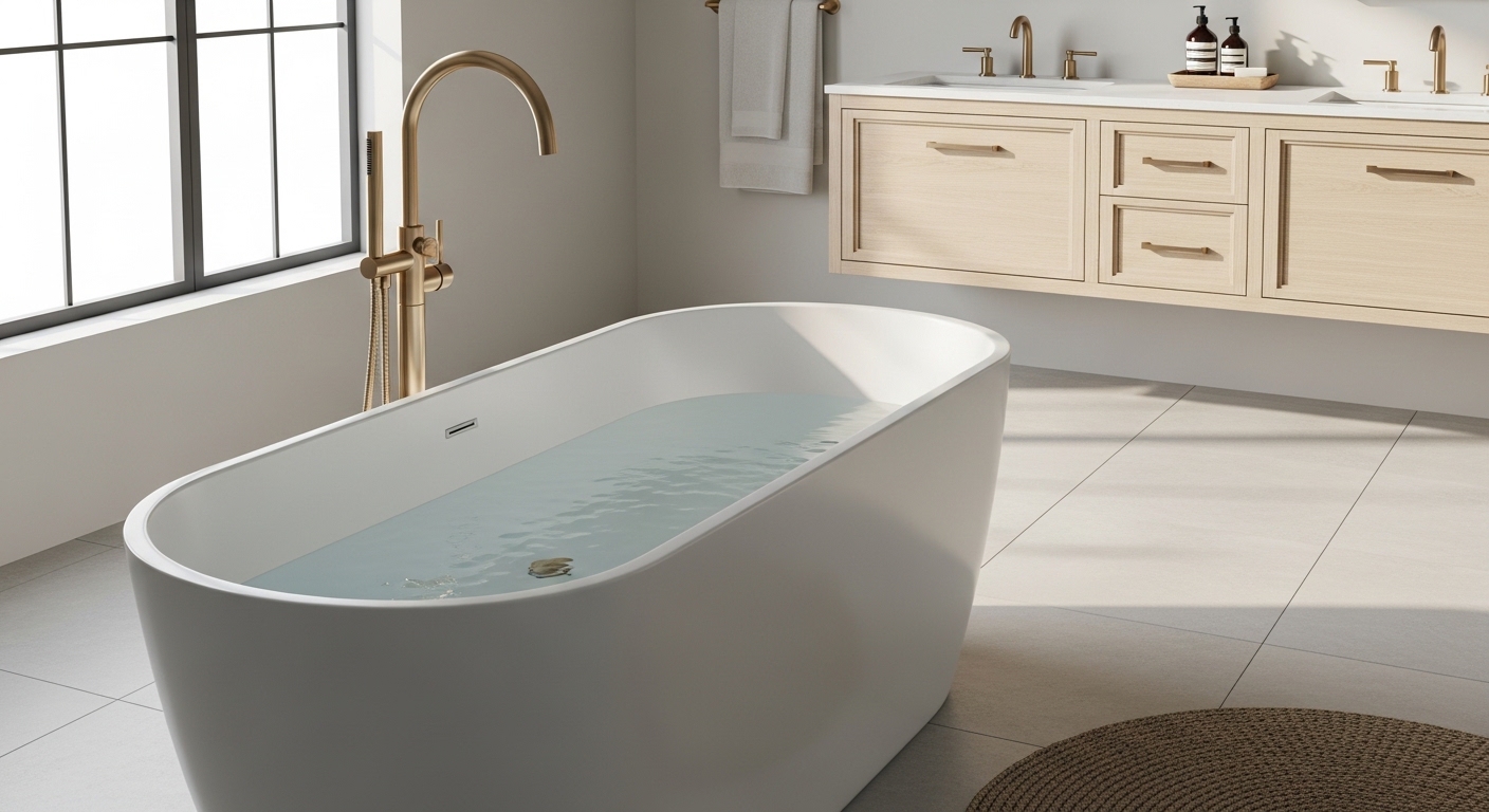 freestanding tub filler that matches delta champagne bronze