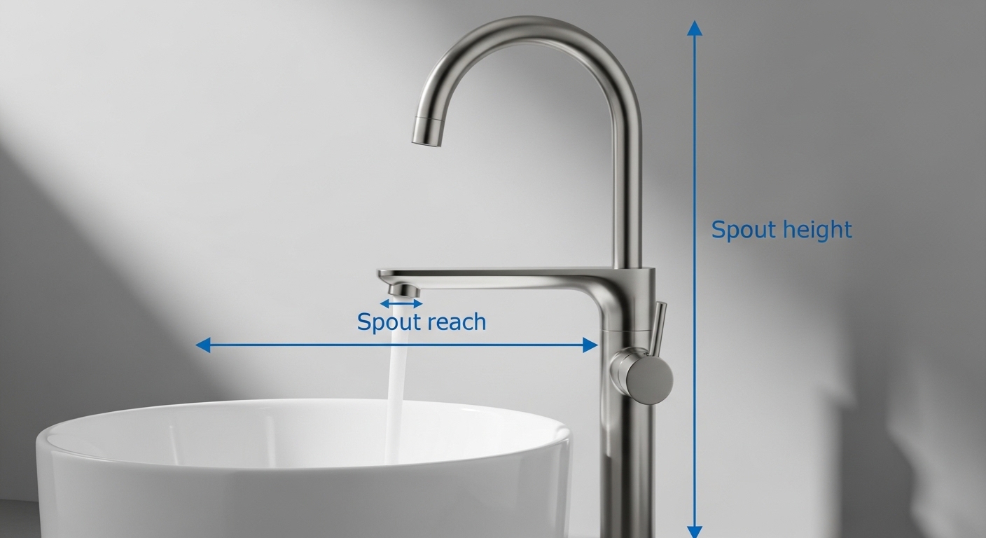 long spout reach bathroom faucet